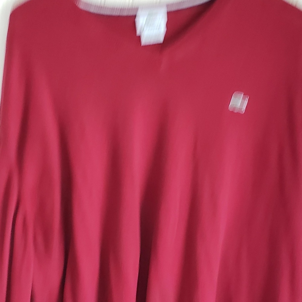 Lacoste Sweater Mens 2XL Red Cotton V Neck Knit Pullover Croc Logo Casual